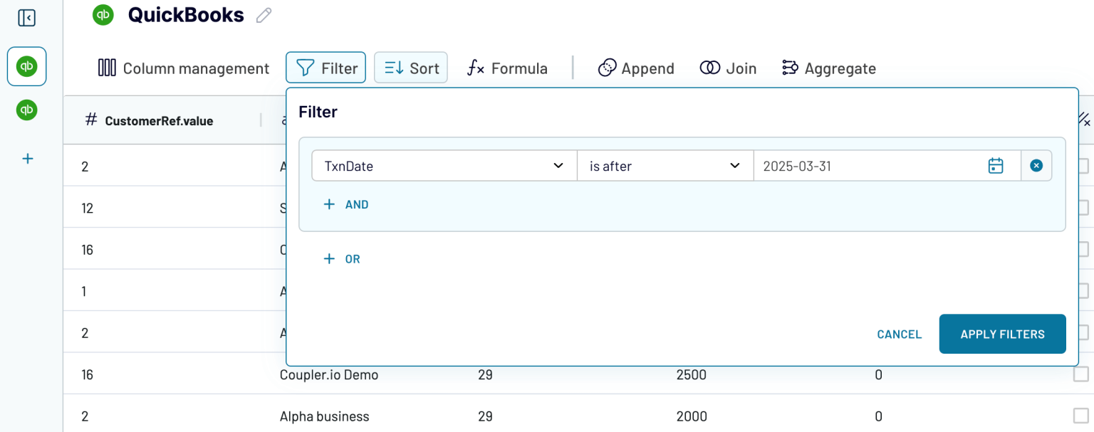 configure data set transformation